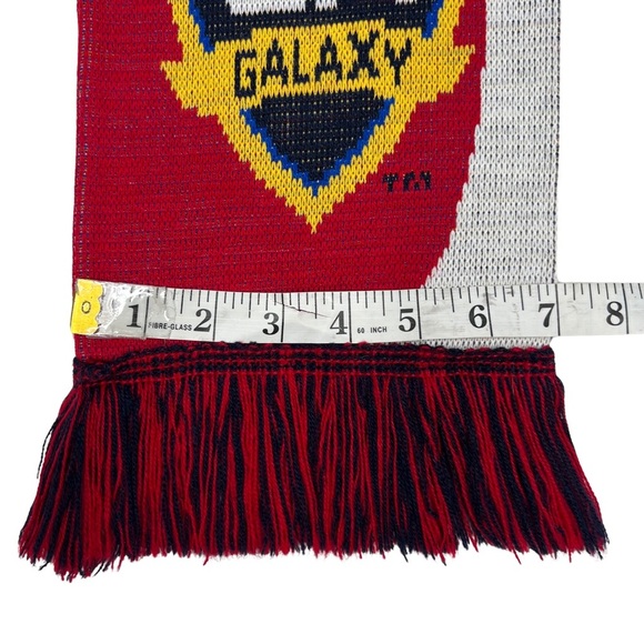 RARE LA Galaxy FC Logo Scarf Los Angeles Soccer Team HTF Knit Red Blue Yellow - Picture 13 of 15